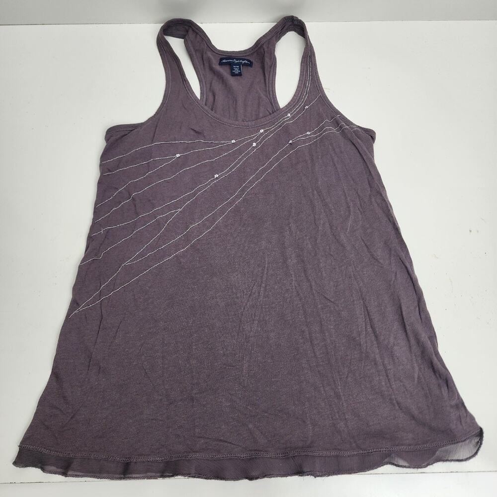 American Eagle Outfitters Purple Silver Casual Dressy Tank Top Women's Size XS